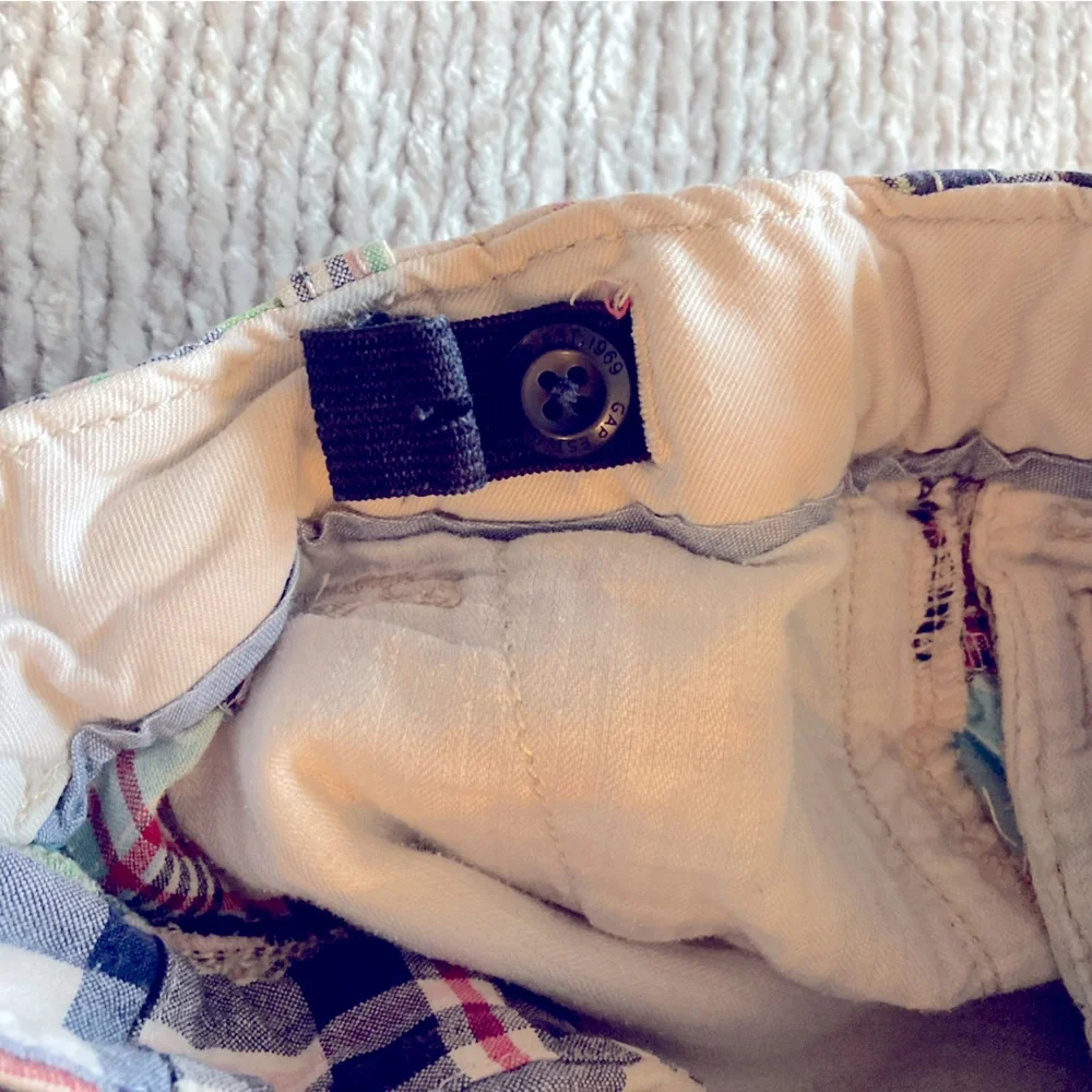 GAP‎ Boys Madras Patchwork Shorts Size 4 Plaid Preppy Cotton Adjustable